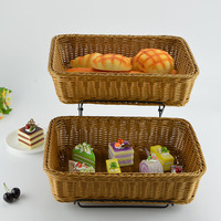 包邮欧式双层面包篮子糕点筐水果托盘两层食品篮自助餐展示盘架