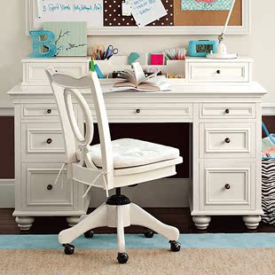 儿童书桌定制 卧室实木梳妆台 白色书桌小户型多功能化妆台/桌/柜
