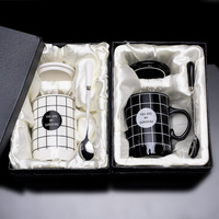 情侣杯子一对创意潮流个性陶瓷牛奶马克杯带盖勺韩版可爱咖啡水杯
