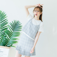 清新韩国chic风格子荷叶半身裙两件套女夏季小M私家衣橱iFashion