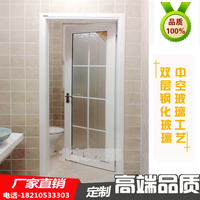 定制铝镁合金钢化玻璃门 厨房厕所折叠门 卫生间平开门浴室门定做