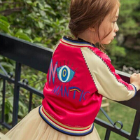 韩国童装2016秋季新款女童外套绣花棒球服母女亲子装夹克外套开衫