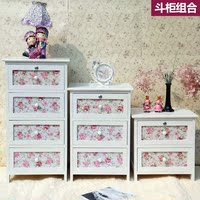 韩式实木床头柜简约收纳储物柜卧室床头柜客厅木柜田园白色小柜子