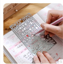【韩国文具】多功能镂空金属手帐尺卡通绘图涂鸦手帐模板尺子钢尺