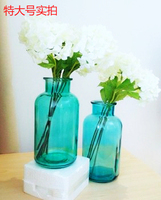 简约西班牙广口彩色花瓶 竖纹彩色花瓶 玻璃水培花瓶家居装饰花器