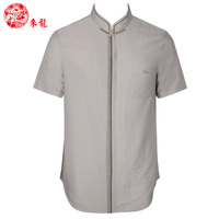 来龙唐装夏季中老年男士中国风复古短袖衬衫茶服休闲民族服装国服