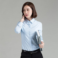2016春季新款韩版职业白色衬衫女 正装气质长袖衬衣修身打底衫