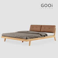 GOOi 北欧风格1.5/1.8米原木色双人床 简约全实木白蜡木卧室家具
