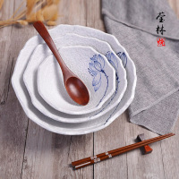 莹林烧 陶瓷大汤碗面碗大碗酒店家用日式创意艺术餐具手绘斜口碗