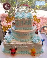 上海宝宝百日宴周岁蛋糕 儿童双满月100天三层生日蛋糕配送速递