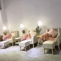 日式单人沙发 简约时尚米色麻布咖啡厅店铺双人沙发 小型沙发椅子