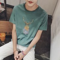夏季2017新款男生短袖t恤打底衫圆领体恤修身短袖上衣韩版日系潮
