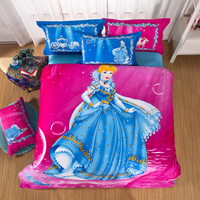 芭比公主3D纯棉冰山美人被套贝儿童卡通床单女孩三四件套床上用品