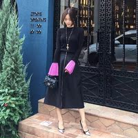 正品韩国代购女装2016秋冬新款 时尚优雅拉链伞裙 半身裙