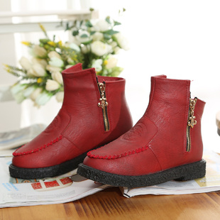 2014冬季英伦棉鞋短筒加绒低跟棉靴防水台雪地靴套筒新款女靴子