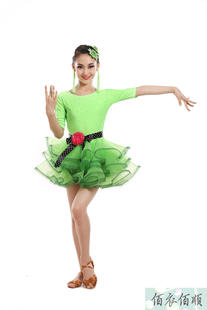 新款少儿拉丁舞服装女童比赛考级练功服女孩舞蹈服儿童拉丁舞裙