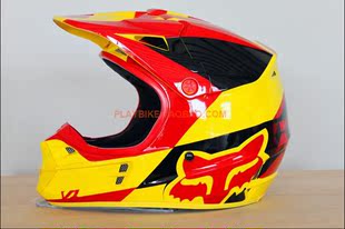 2016 fox head V1越野摩托 MX全盔 头盔 MAKO 红黄 黄色INTL ONLY