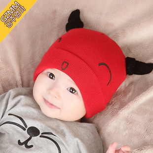 婴儿帽子秋冬款0-3-6-12个月新生幼儿胎帽宝宝毛线帽小孩帽男女童