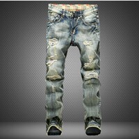 wholesale  men hole skinny denim biker jeans 牛仔裤男 pants