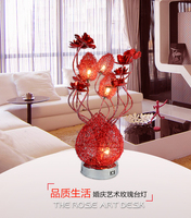 新婚台灯创意礼品红色欧式家居摆件LED爱心灯具简约卧室床头灯