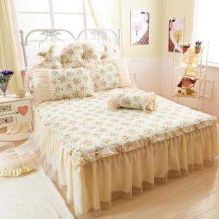 全棉韩版田园公主蕾丝床裙单件纯棉床单床套床罩1.5/1.8米新品