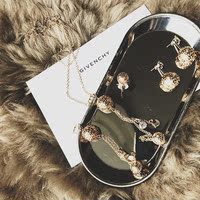 JOEBE欧美韩版铜质金属圆球镂空珍珠项链镶钻长款毛衣链耳环套装