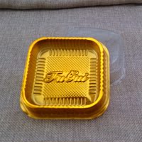 金色吸塑 方形 班戟盒 巧克力盒 点心盒 糕点盒 月饼盒 10套 特价