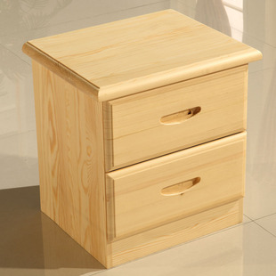 简约现代中式实木床头收纳柜 卧室经济型边角柜 双抽屉组装储物柜