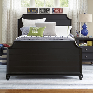 美式儿童床实木定制 青少年男孩深蓝色黑色一米小床 1.2米单人床