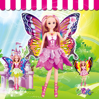 乐吉儿正品芭比娃娃蝴蝶仙子三套服装声光魔法棒套装女孩玩具礼物