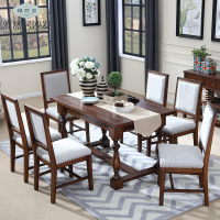 美式全实木餐桌椅组合新美式实木家具长方形餐桌椅新中式实木餐桌
