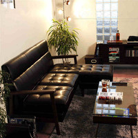 日式简约小户型客厅皮艺沙发 北欧单人双人三人皮沙发组合