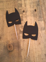 蝙蝠侠面具插牌 男孩童蛋糕插 签生日插牌主题派对装饰定制10枚