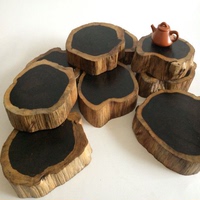 紫光檀底座 黑檀木料原木底座 红木天然随形实木雕摆件茶壶托杯垫
