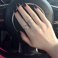 apm angel戒指女 王字925银戒指环镶钻纯银个性食指戒指女不过敏