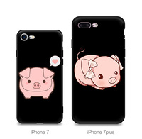卡通可爱猪iphone7 手机壳苹果6splus/5se情侣浮雕硅胶8/X软壳套