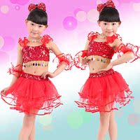 2016最新款六一女童舞蹈裙表演服现代舞蹈服装拉丁舞裙亮片演出服