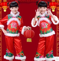 圣诞儿童演出服装女童民族舞秧歌舞表演服幼儿喜庆开门红舞蹈衣服