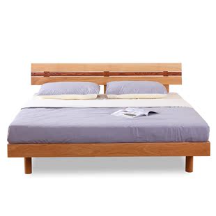 日式全实木床橡木床1.8米1.5米单人双人床现代简约成人床卧室家具