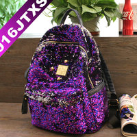 JTXS正品时尚亮片背包韩版潮铆钉书包双肩包女迷你旅游紫色背包