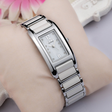 正品艾奇陶瓷手表女表对表腕表时装表白色女表方形女士表学生手表