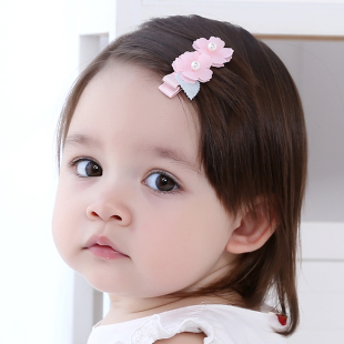 韩国韩版珍珠花朵小发夹儿童发夹饰品小女孩女童宝宝发饰头饰边夹