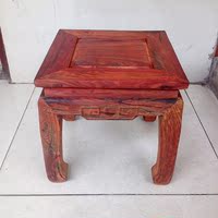 老挝大红酸枝四方凳高档红木雕花矮凳 实木换鞋凳沙发凳 红木家具
