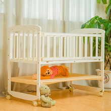 多省包邮全实木白色带护栏婴儿床儿童摇篮床儿童床摇床BB床宝宝床