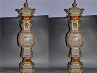清乾隆珐琅彩鎏金供瓶一对重器高古董古玩瓷器收藏