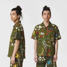 阿迪达斯 三叶草 16年夏季新款男士刺绣花短袖T恤衬衫