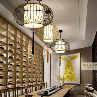 新中式鸟笼吊灯铁艺仿古餐厅酒店茶楼工程创意吧台咖啡店个性灯