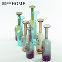 北欧简约渐变多色透明玻璃花瓶家居装饰品软装客厅玄关摆件工艺品