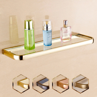 全铜金色欧式单层浴室置物架化妆品架壁挂玻璃浴巾架仿古浴室挂架