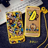 小黄人 iphone7手机壳指环苹果6s硅胶套plus全包5se防摔软壳卡通